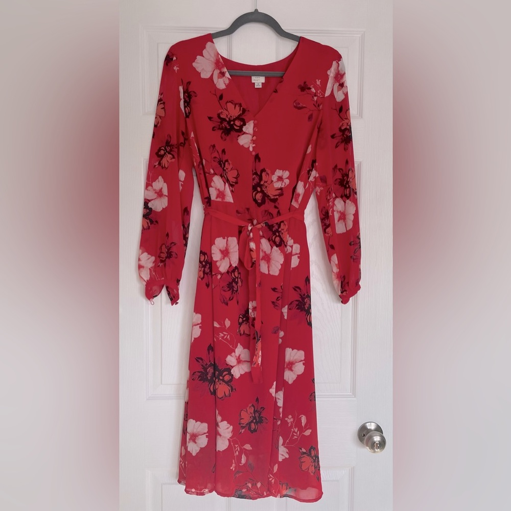 Red, Long Sleeve Dress